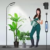 Garpsen Pflanzenlampe, Pflanzenlampe LED Vollspektrum mit Standfuß, 3 Farben Grow Light mit Timer 6/12/16H, 5 dimmbare Stufen, 58cm~170cm Höhenverstellbar für große Pflanzen oder S