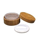 30 mlUnzen/leer Umweltfreundliche Bambus Optik Loser Puder Kosmetik Gläser Make-up Storage Case Box Holder Container mit Kunststoff Mehlsieb und Schwamm Puff Baby Pow