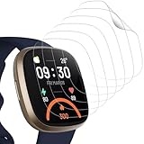 IQShield Schutzfolie Kompatibel mit Fitbit Versa 4/Versa 3/Sense, HD Displayschutz kompatibel mit Fitbit Versa 3 Folie, Selbstheilung Blasenfrei Anti-Kratzer Flexible TPU Displayschutz - 6 Stück