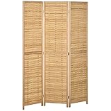 HOMCOM Paravent 3-teiliger Raumteiler 120 x 170 cm Trennwand Faltbarer Sichtschutz Raumtrenner aus Bambus Sichtschutzwand für Wohnzimmer, Schlafzimmer, N
