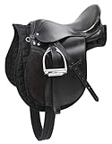 Kerbl Sattelset (Farbe schwarz, für Ponys, Sattelgröße 16,0 Zoll, Kammerweite 29,5 cm, Länge Sattelgurt 95 cm, Sattel) 32196