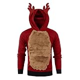 2024 Weihnachtspullover Herren - Hoodie Lustiger Bequemes Männer Jumper Bluse Festliche Unisex Weihnachtspulli 3D Druck Hoodie Druck Baumwolle Weihnachten Christmas Pullover für M
