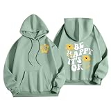 WDCHAOYUE B Ware Rückläufer, Hoodie Damen Pullover Mit Kapuze Rückenprint Kapuzenpullover Casual Mit Taschen Kapuzenpullover Übergangshoodie Oberteile Langarm Outdooroberteil Streetw