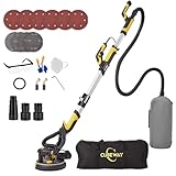 Trockenbauschleifer, 750W Wandschleifer mit Automatischem Vakuumsystem und Ø 214mm Schleifgiraffe inkl Absaugbeutel LED-Licht, 7-Gang Getriebe, 900-1800RPM Deckenschleifer, Faltbarem G