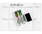 Clever Gadgets magnetischer Wochenplaner + 3 Whiteboard-Marker& Schwamm/ 38cm x 26cm / abwischbar/Kühlschrank-Planer/Fitness-Planer/Mag
