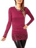 Easy Young Fashion Langarm Longshirt mit Spitzensaum 0998 - Beere M/L
