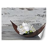 Feeby Fototapete XXL Orchidee Blume 100x70 cm Grau Vliestapete Moderne Design Wandtapete Küche Flur Wohnzimmer Büro Badezimmer Kinderzimmer Rustikal Shabby C