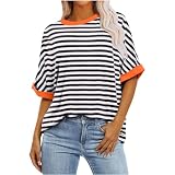 HOOUDO Sonderangebote Schnäppchen T-Shirts mit Farbverlaufsgrafik für Damen, Sommer, lässig, übergroß, T-Shirts, Rundhalsausschnitt, Trendige Tunika-Oberteile, lockere B Meine Bestellungen Anzeig