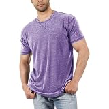 Foweknow Unterhemd Herren Baumwolle Sommer Shirt Kurzärmelig Rundhals Sportshirt Einfarbige Leicht Lässig Trainingsshirt Gym Fitnessshirt Bequeme Weiche Freizeitshirt Bluse Top