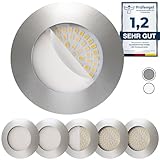Scandinavian home 6er Set LED Einbaustrahler 230V 4,5W Warmweiß 60mm - 70mm I Badezimmer geeignet I CRI 90 500lm 3000K 68mm I Edelstahl mit Milchglas I Spots Deckeneinbauleuchte I LED Sp