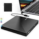 PeroBuno Externes CD-DVD +/-RW-Laufwerk USB 3.0 TYP C, tragbares CD-/DVD-Brenner, optisches CD-ROM-Laufwerk für Laptop, Desktop-PC, iMac, MacBook Pro/Air, Windows 11/10/8/7/XP Linux Mac OS