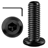 20 Stück M8 x 25 Schrauben, Flachkopfschrauben, Innensechskant Edelstahl A2 V2A Vollgewinde Schwarzes Oxid mit Hex Key