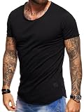 behype. Herren Oversize Kurzarm Basic T-Shirt Rundhals O-Neck 20-1730 Schwarz L