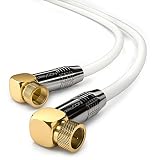 deleyCON 3,0m SAT Antennenkabel HDTV Satellitenkabel Koaxialkabel 2x Gewinkelt - F-Stecker (90° Grad) zu F-Stecker (90° Grad) - Metallstecker - Weiß