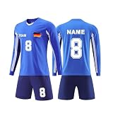 Benutzerdefiniert Fussball Trikot Kinder Set Personalisierte Jeder Namen Nummer Team Logo Trainingsanzug Langarm T-Shirts, Shorts, Socke, Sommer Fussball Jersey für Jungen/H