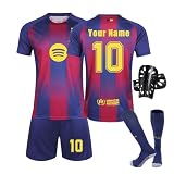 Personalisiertes Barca Heimstil 25/26 Trikot Fußballtrikot für Kinder Erwachsene Fussball Jersey Football Trikots mit Name Nummer (A01)
