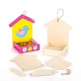 Baker Ross Bastelsets für Futterhäuschen aus Holz für Kinder zum Bemalen, Gestalten und Aufhängen (3 Stück), Holzfarb
