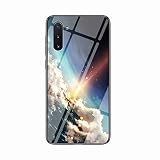 Miagon Galaxy Note 10 Glas Handyhülle,Himmel Serie 9H Panzerglas Rückseite mit Weicher Silikon Rahmen Kratzresistent Bumper Hülle für Samsung Galaxy Note 10,Wolk
