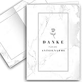 Klasse 10 x Dankeskarten Trauerkarten mit Umschlag Trauerkarten Dankeskarte Bestattungsverein Marmor Dankeskarte Rose R