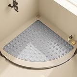 SZKBEUO rutschfeste Badematte, Quadranten-Gummimatte für der Dusche im Badezimmer, Eck-Duschmatte, Gebogene, Maschinenwaschbare Sektor-Duschmatten mit, Schnell Trocknenden Saugnäpfen 80 x 80