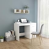 LAPOOH Schreibtisch Hochglanz-Weiß 100x50x76 cm Holzwerkstoff, Gaming Tisch, Computertisch, Computer Desk, Office Table, Bürotisch, Arbeitstisch, Nähtisch, Pc Tisch - 801802