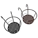 BEBEMOKO Blumentopfständer, runde Vasentöpfe für den Außenbereich, hängende Blumentopfhalter, Töpfe für Outdoor-Pflanzen, Wandmontage, Pflanzenhalter, Zaun, Blumentopfhalter, Wandhalterung, Eisen, 2