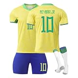 Generisch Brasilien Fußball Trikots für Kinder/Erwachsene, Brasilien Fussball Trikot Shorts Socken Set Jungen Herren Trainingsanzug