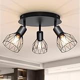 Dehobo Led Deckenstrahler Schwenkbar 350°, Deckenleuchte E14 3 Flammig Schwarz, Spotleuchte Wand, Deckenlampe Spots Led, LED Wandstrahler für Küche, Wohnzimmer, Schlafzimmer, Nein E14 L