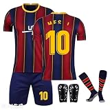 Pardofelis Trikot für Kinder Set, Fussball Trikot Kinder, Outdoor Football Jersey Trikots, Fußball T-Shirt Shorts Socken und Schienbeinschoner für Junge (Blau, 120-130)