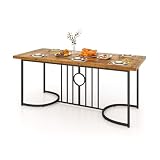 COSTWAY Esszimmertisch, 180 x 79 cm, rechteckiger Küchentisch aus Holz und Metall, bis 135 kg, Esstisch für 6-8 Personen, großer Tisch für Esszimmer, Wohnzimmer, Restaurant, Braun+schw