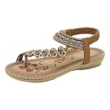 Sommer Sandalen Damen Mit Absatz - Flip Flops Bohemian Strandsandalen Zehentrenner Sandaletten Yoga Fußbett Zehensandalen Teenager-Mädchen Strandschuhe Ethnostil R