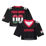 Zlaamty 2026 Ungarn Fußball Trikots Personalisiertes Damen Fußball Trikot Bauchfrei Crop Top mit Namen Nummer V-Ausschnitt Y2K Streetwear Fanartik