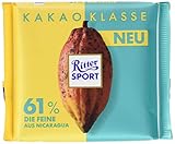 Ritter Sport Kakao-Klasse: Die Feine 61 % aus Nicaragua (12 x 100 g), Edel-Bitterschokolade mit 100 % zertifiziertem Kakao aus Nicaragua, besondere Schokolade, Kakaogehalt: mind. 61 %