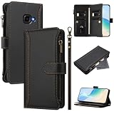 Kompatibel mit Samsung Galaxy Xcover 4S G398FN,Kompatibel mit Samsung Galaxy Xcover 4 G390F Hülle,Flip Stand Dual Card Slot Zip Wallet Schutzhülle Black