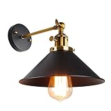 Vintage Wandleuchte, E27 Verstellbare Wandlampe Industrial, Retro Wandspot aus Metall in Schwarz Wandleuchte Innen für Wohnzimmer Schlafzimmer Badezimmer Flur Balkon Treppen Café Loft B