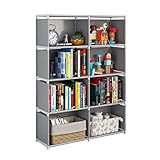 JIUYOTREE 5-stöckiger Schrank-Organizer mit Stofftuch auf der Rückseite, zweireihig, modular, würfelförmig, Bücherregal, Wohnzimmer, Arbeitszimmer, Schlafzimmer, g