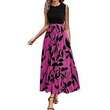 Sommerkleid Damen Lang Elegant Blumen Festlich Kleid Hochzeitsgast Rüschen Maxikleid Sommer Abendkleider Langes Sommerkleider Leicht Luftig Kleider Frauen A Linie Maxikleider Elastischem B