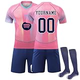 Generisch Barcelona Personalisiert Fußball Trikot mit Eigenem Namen/Nummer, Fussball Trikot Shorts Socken Sets für Herren/