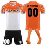 Generisch Fussball Trikot mit eigenem Namen Nummer und Logo Kinder/Erwachsene, Fussball Trikots Shorts und Socken Anzug, Personalisierte Fußball Trikot für Jungen/H