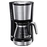 Russell Hobbs Kaffeemaschine Klein [Brausekopf für optimale Extraktion&Aroma] Compact (1 bis 5 Tassen, 0,6l Glaskanne, inkl Permanentfilter, Warmhalteplatte) kompakte Filterkaffeemaschine 24210-56