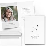 10 PERSONALISIERTE Trauer Danksagungen Dankeskarten mit eigenem Text und Foto | Individuell anpassbare Danke Trauerkarten mit Briefumschlägen | Karten Vögel im W