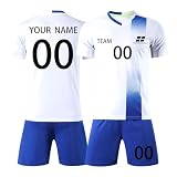 Yunshenla Personalisiertes Trikot Football Kostüm Herren Fußballtrikot Fussball Trikot Set Kinder Jungen Benutzerdefinierter Name Team Logo Deutschland Trikot Sport Shirt mit V-Ausschnitt(#34)