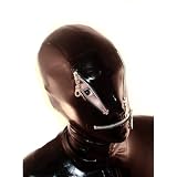 Latex Maske SM Extreme Halloween Maske BDSM Sex Maske Latex Maske Kopfmaske Fetisch SM Partykostüm Cosplay Maske Latex Gesicht Reißverschluss Sexspielzeug Für Frauen Und Männer(L)