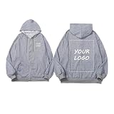NiQiShangMao Anpassbare Hoodies Männer Frauen Personalisierte Reißverschluss Hoodie Sweatshirt Design Ihre Eigene Benutzerdefinierte Hoodie Jacke Gray,M
