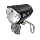 nean LED 70 LUX Dynamo Fahrradlicht mit Lichtautomatik Standlicht und StVZO, Fahrradlampe, Fahrrad Frontlicht, Fahrradleuchte vorne, Scheinwerfer mit Aluminium-Kühlplatte, schw