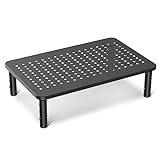 suptek Monitorständer Höhenverstellbarer Monitor-Raiser Monitorständer schwarz für Computer, PC, Laptop, Drucker bis zu 20 kg Platzsparender Metall Monitorerhöhung mit Belüftungsp