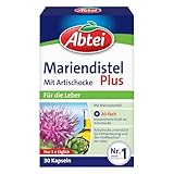 Abtei Mariendistel Plus mit Artischocke - unterstützt die Leberfunktion - fördert die Fettverdauung - laborgeprüft und natürlich wirksam - 30 Kapseln, Verdauungssystemsg