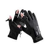 Winterhandschuhe Herren Verdicken Gestrickte Thermohandschuhe Winddichte Schnee Fahrhandschuhe 2-Finger-Schnitt Angel Handschuhe zum Klettern Laufen Skifahren Reiten Radfahren Jagen Angeln H