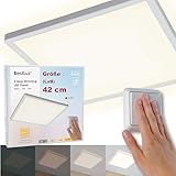 BestLuz LED Deckenleuchte Flach Eckig 42cm 24W 2800LM Dreistufige Dimmung LED Panel Deckenlampe Neutralweiß 4000K mit Backlight-Effekt für Badezimmer Schlafzimmer Wohnzimmer Küche, Ultra Dü