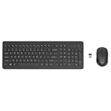 HP Kabellose Tastatur und Maus 330 – (1600 DPI, USB-A, LED-Anzeigen, Tastenkombinationen mit Tastenkombinationen, Windows 10; Windows 11) spanische QWERTY, Schw